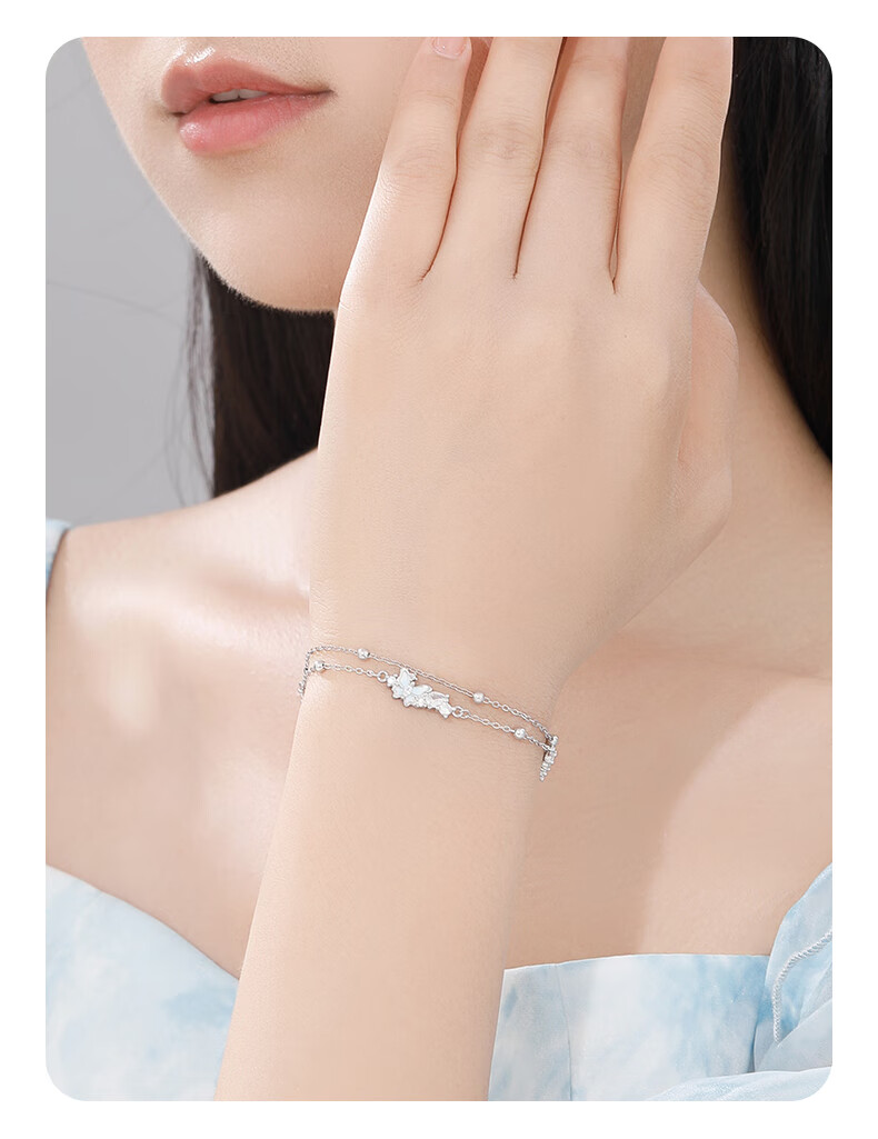 Lao Feng Xiang Silver Bracelet for Women 2026 New Butterfly Luminous Stackable Jewelry Birthday Anniversary Gift for Girlfriend Wife 7