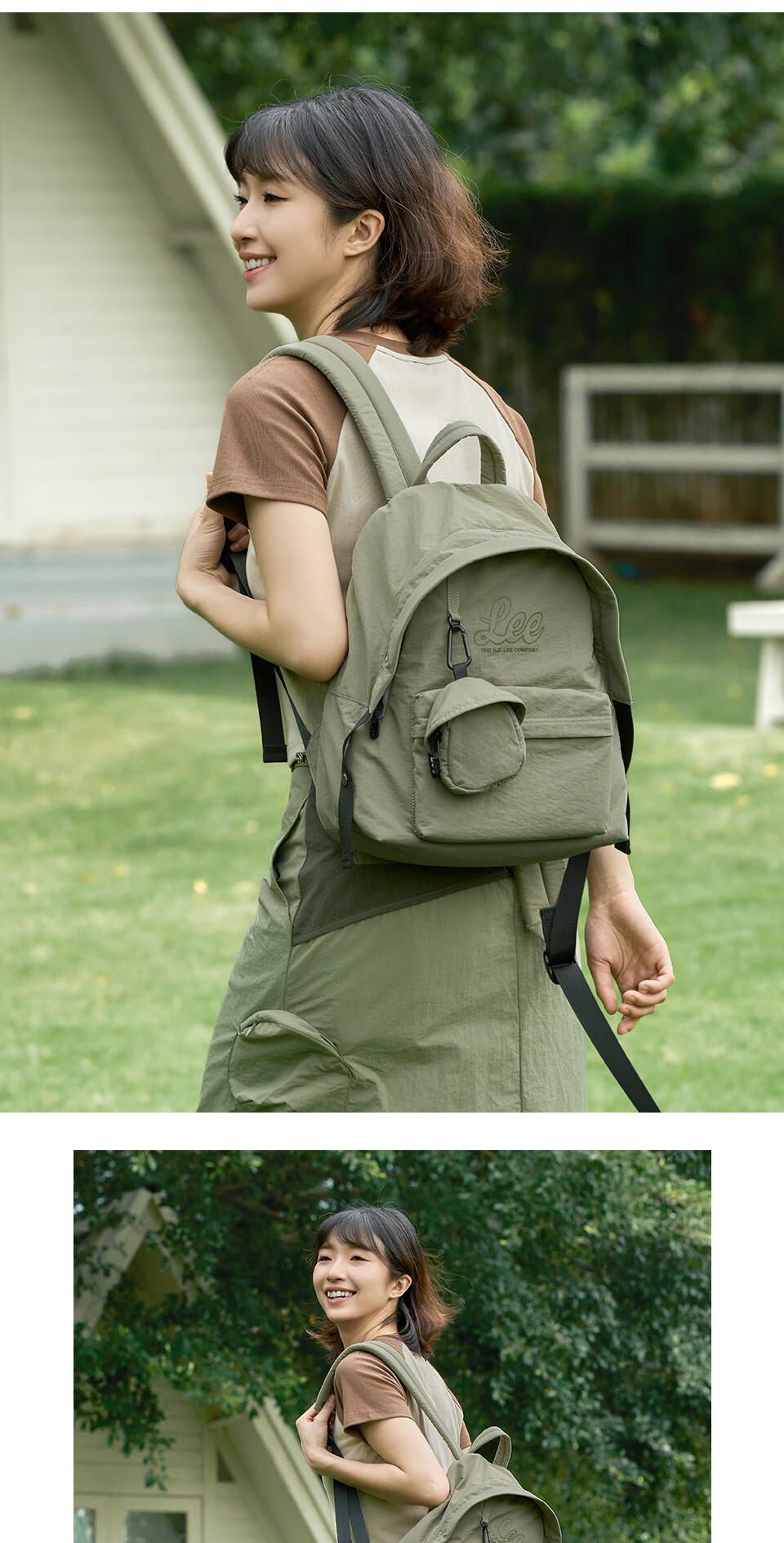 Lee Women's Outdoor Backpack, Lightweight Brimmed Bag, College Student Schoolbag, Hiking Pack, Licorice Green (Small Size) 3