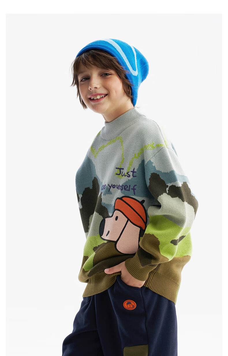 MQD Boys Sweater Knitwear 2025 Winter New Thickened Warm Artistic Half Turtleneck Top 8