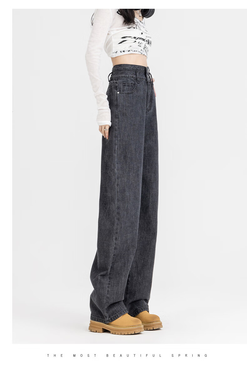 Baleno Vintage Blue Fleece-Lined Thickened Straight-Leg Jeans for Women Autumn Winter 2025 New High-Waist Slimming Warm Wide-Leg Pants Female 9
