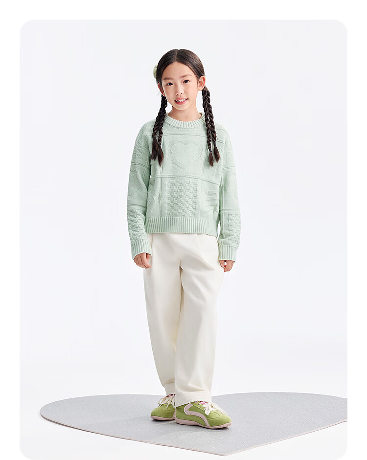 Annil Kids Girls Woven Trousers 2025 Winter New Long Pants Milky White 140 6