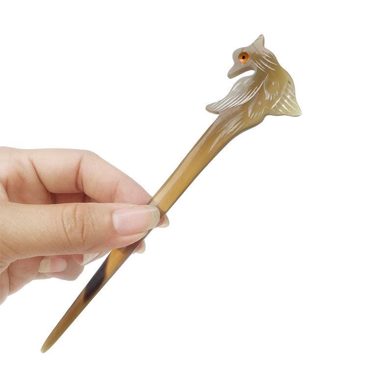 【惠萃】牛角发簪盘发饰品宫廷黄牛角发簪子牛角头饰中国风汉服古典