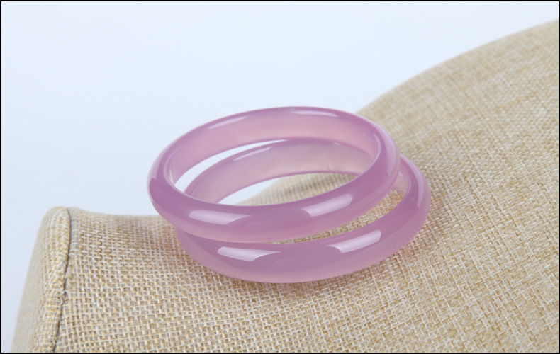 厚条正装冰花芙蓉玉手镯加厚 冰种粉玉髓西安蓝田玉石镯子 秀气款54mm