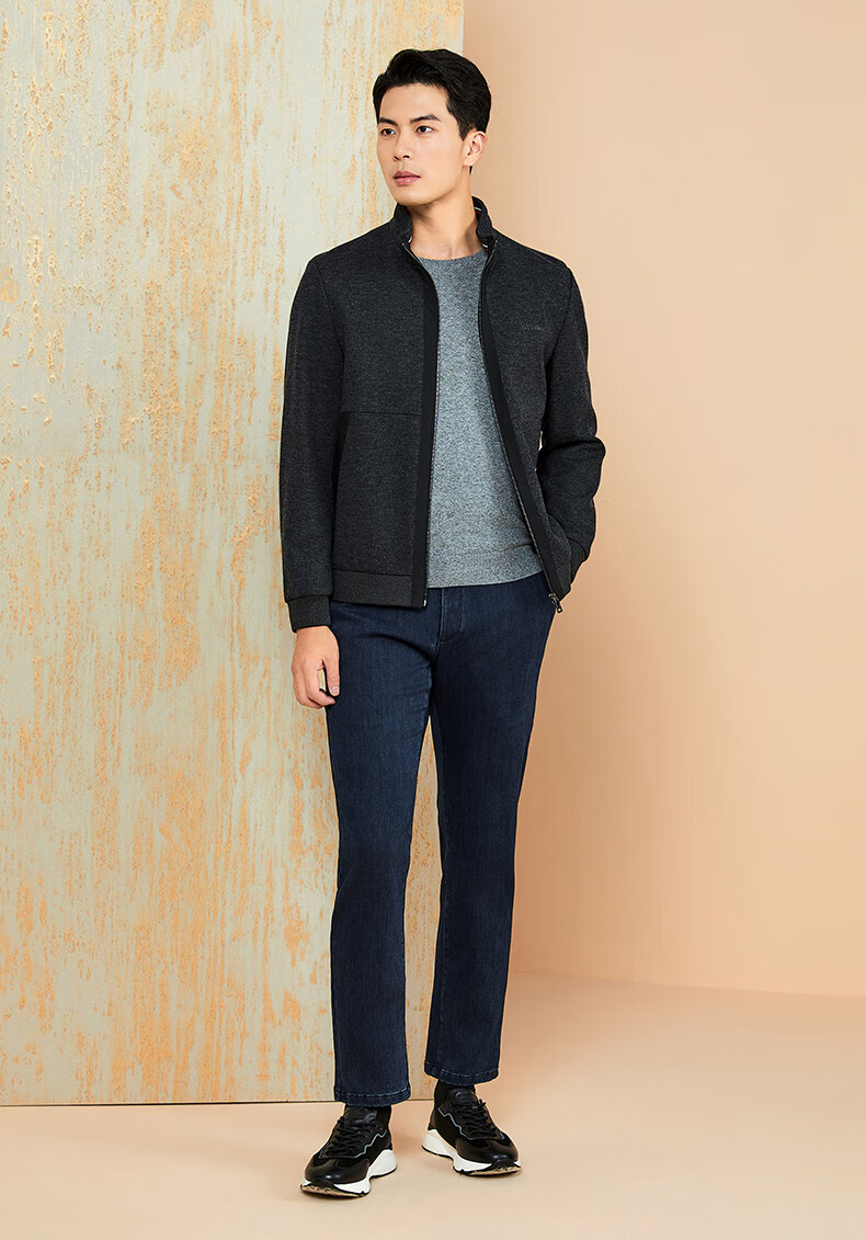 Goldlion GY Jacket Autumn Winter Versatile Stand Collar Warm Wool Coat Men JWL0279-MK114 Gray 2XL 4