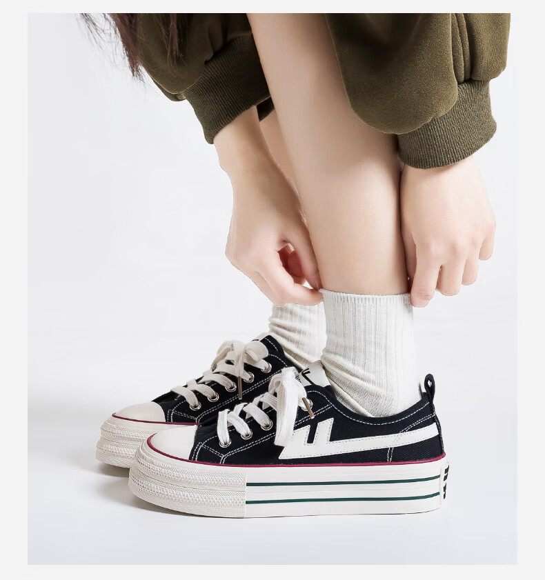 Warrior Official Women's Canvas Shoes, Breathable Versatile Casual Shoes for Summer 2026, Black, Size 39 8