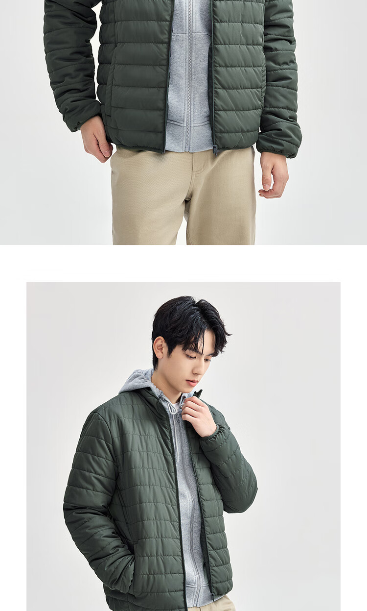 Giordano Men's Cotton Padded Jacket Autumn Winter New Solid Color Stand Collar Warm Cotton Coat 13075816 12