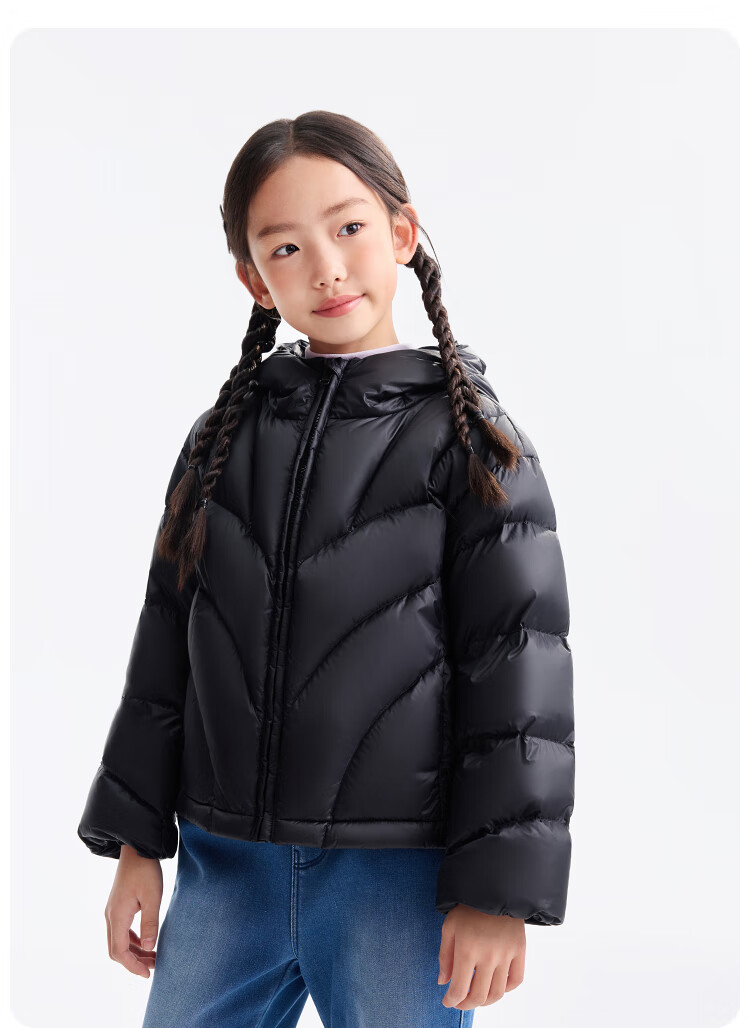 Annil Kids Girls Short Down Jacket 2025 Winter New Warm Coat Black 140 2