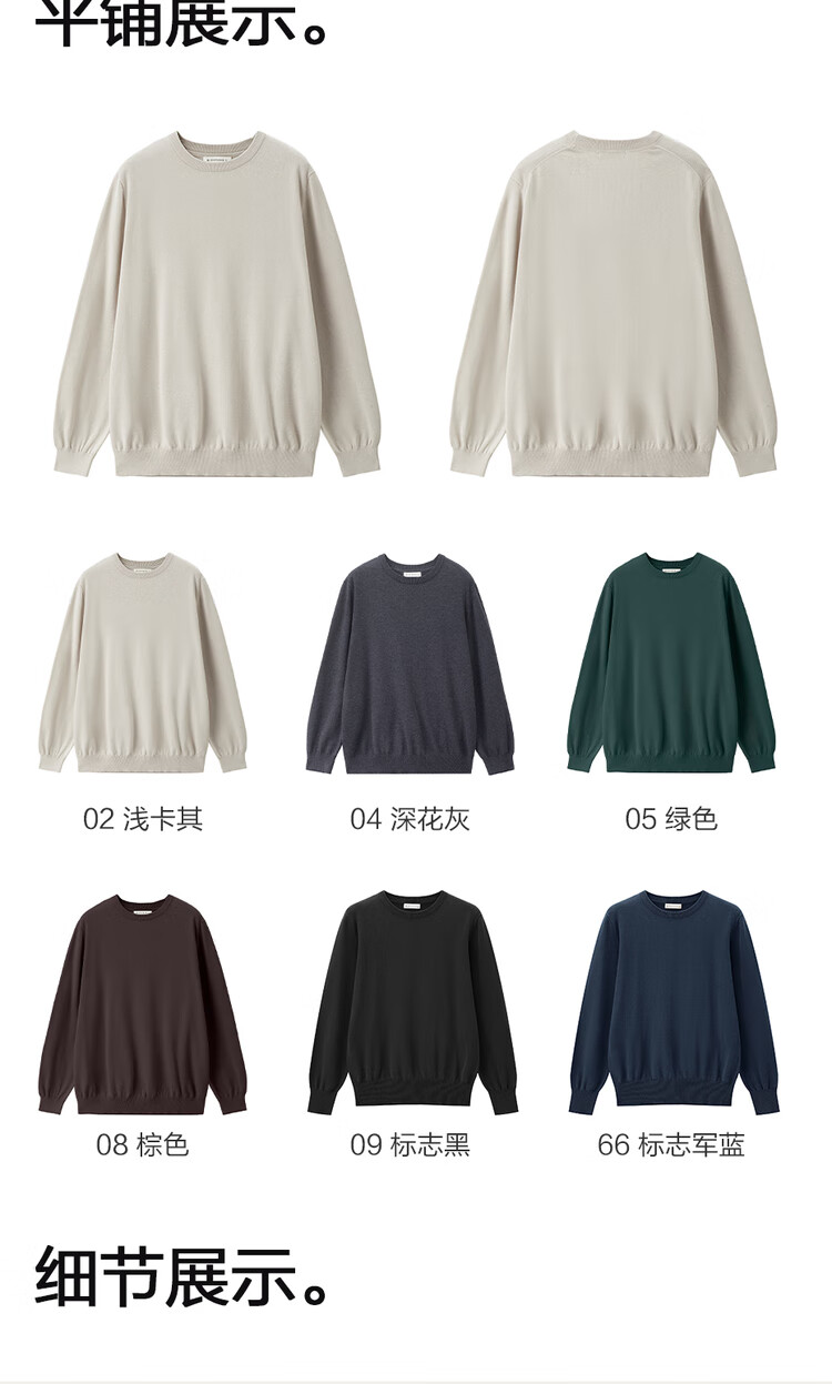 Giordano Men's Autumn Winter New Combed Cotton Solid Color Crew Neck Pullover Knitwear 18055610 19