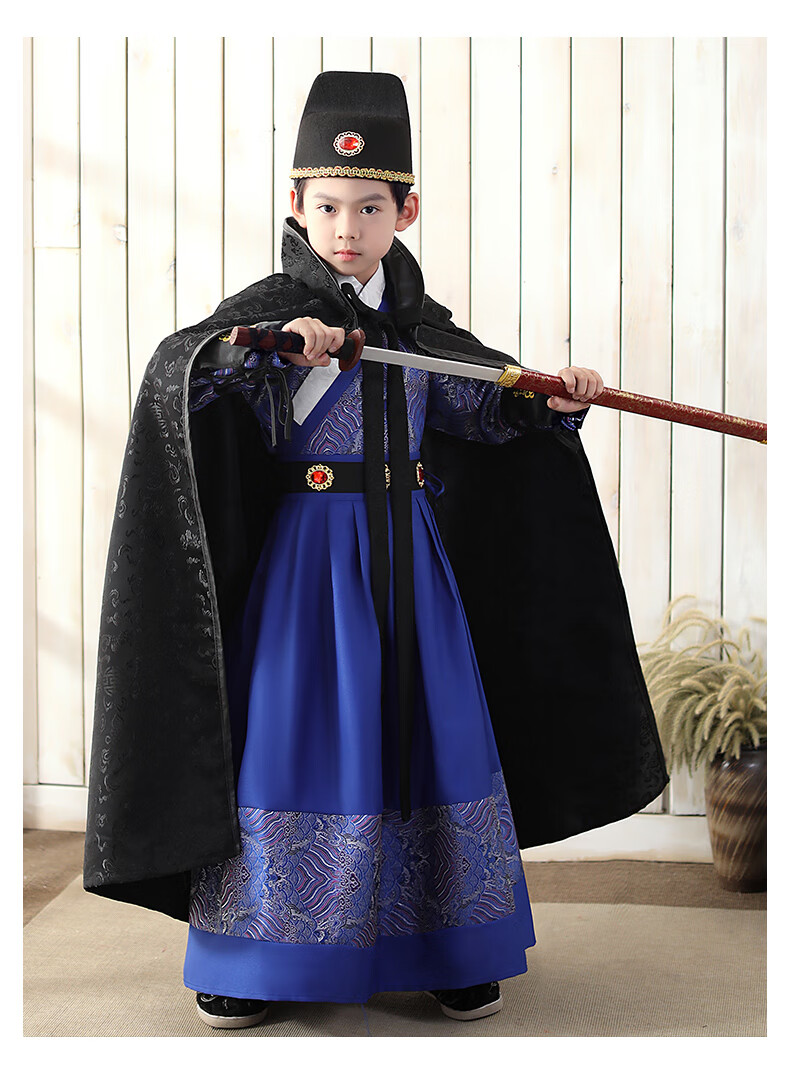 明朝锦衣卫飞鱼服绣春刀服装儿童古装武侠服飞鱼男童汉服帅气服装古风