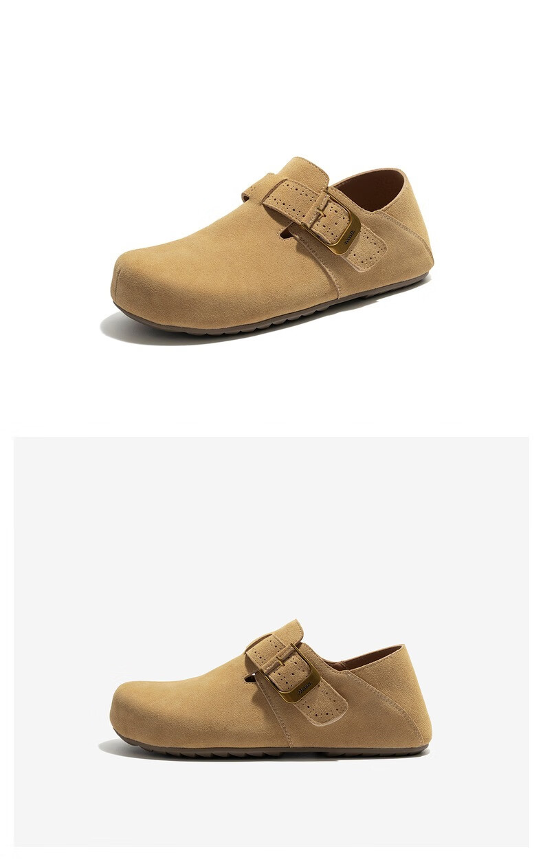 Bata Prince Qi Same Style Birkenstock Women's Autumn 2025 Mall Cow Split Leather Slip-On Dark Gray Suede Lining Size 38 11