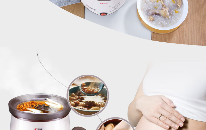 SANYUAN 0.8L Mini Purple Clay Electric Stew Pot with Genuine Unglazed Purple Clay Inner Pot, Electric Stew Cooker for Porridge, Baby Food, One-Button Operation, Bird's Nest and Fish Maw Stew TGJ08-SA1 2