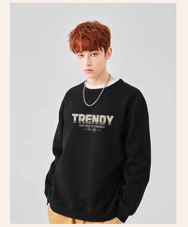 Baleno Men's Crew Neck Sweatshirt Autumn Winter New Casual Pullover Fleece Lined Warm Trendy Innerwear Top 11