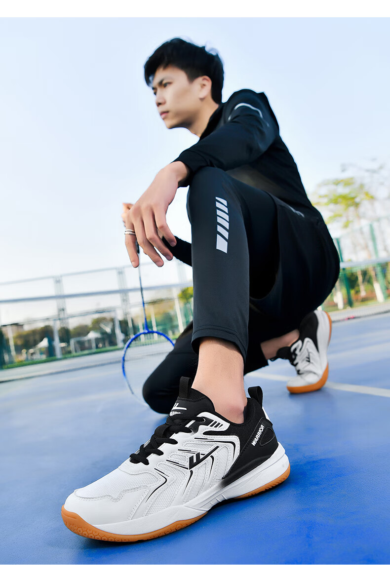 Warrior Badminton Shoes Table Tennis Shoes Tennis Shoes Training Shoes Unisex Parent-Child Model 1033 Size 40 White Pink 19