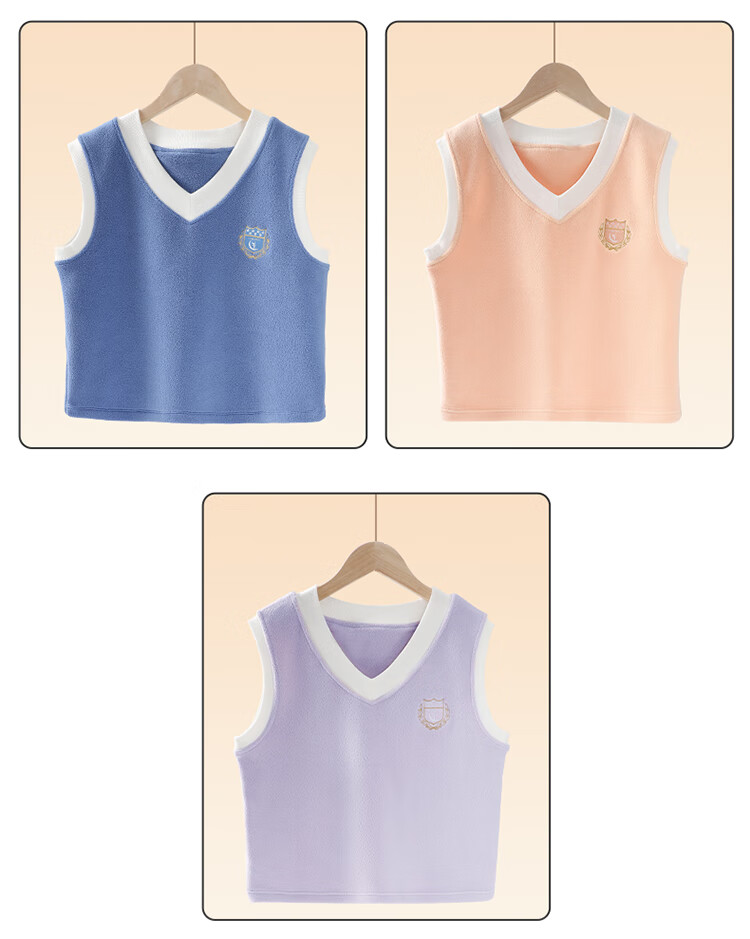 Bingxue Kapok Children's Warm Vest Autumn Winter Double-Sided Fleece Thickened Boys and Girls Base Layer Antibacterial Vest 7A 11