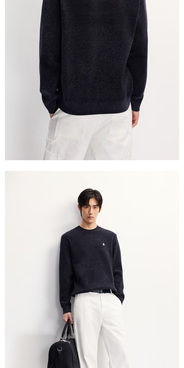 JACK&JONES Men's Autumn Sweater Knitwear Casual Solid Color Skin-friendly Embroidered Trendy Long Sleeve Top 225313025 6