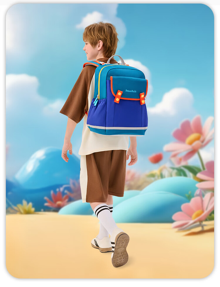 MoonRock 2025 New Children's Ergonomic Backpack Lightweight First Grade School Bag Wisteria 22
