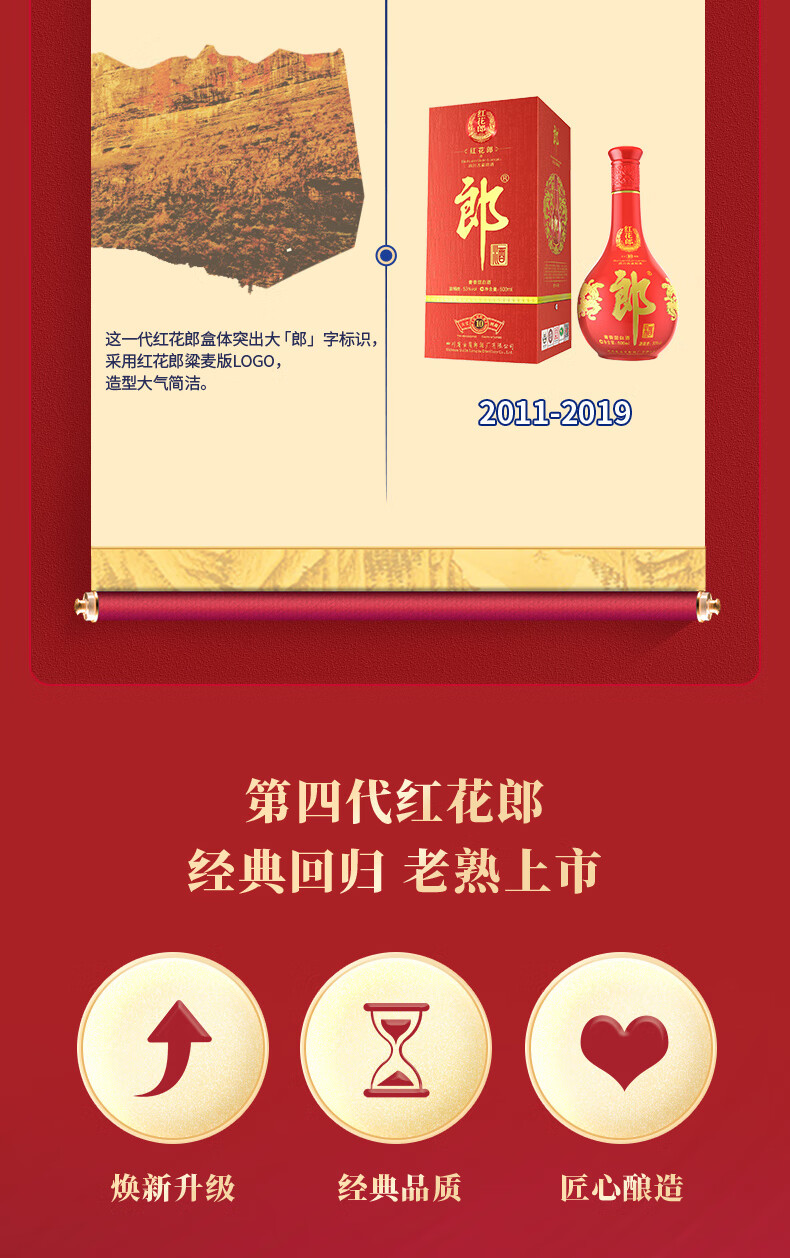 郎酒红花郎·红十第四代 酱香型白酒 53度 500ml 6瓶 整箱装