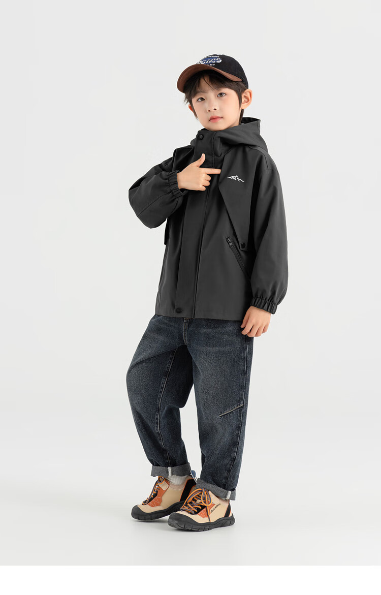 Duoduo Family 2026 Spring Autumn Kids Hiking Jacket Outdoor Warm Thin Fleece Water-Repellent Hooded Windproof Coat for Boys 28