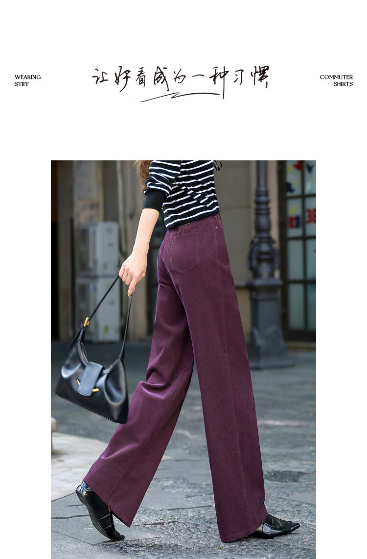 Demana Corduroy Style Autumn 100% Cotton Straight-Leg Casual Pants with Simple Buttons for Petite Women 2