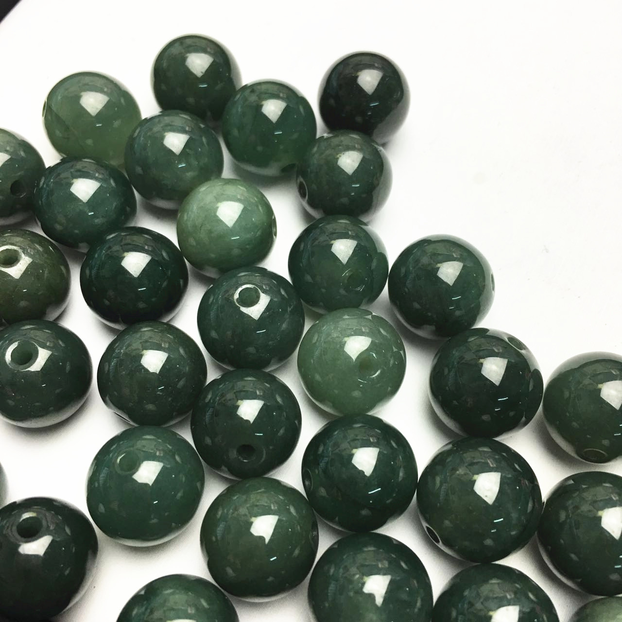 翡翠手链项链男女款手链项链手串diy散珠珠子玉珠 约5mm油青翡翠玉珠