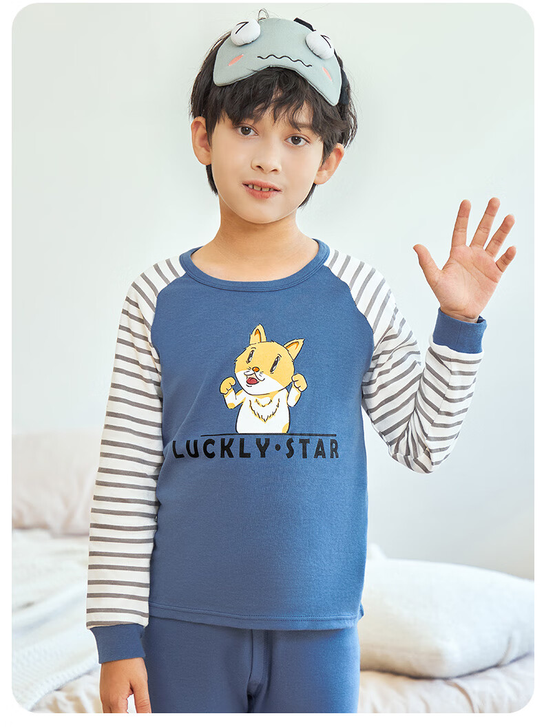 Yalu Children's Autumn Cotton Thermal Underwear Set for Boys Comfortable Winter Base Layer Pajamas 12