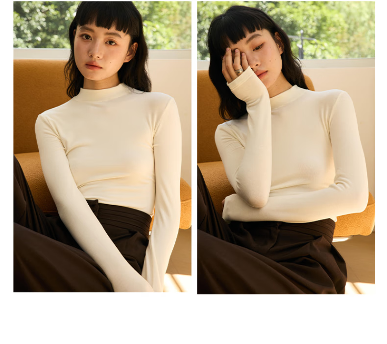 LangSha Lyocell Women's Thermal Acrylic Base Shirt Autumn Winter Warm Soft Casual Top New Arrival 6