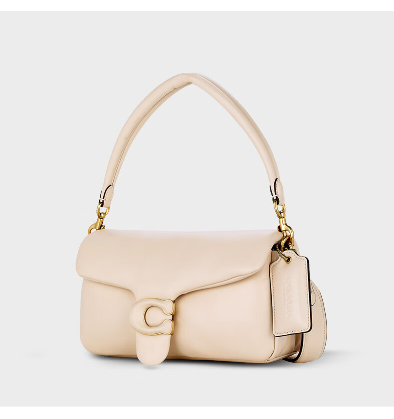 coach 蔻驰女包奢侈品 tabby系列26号女士皮革手提单肩包腋下包 象牙