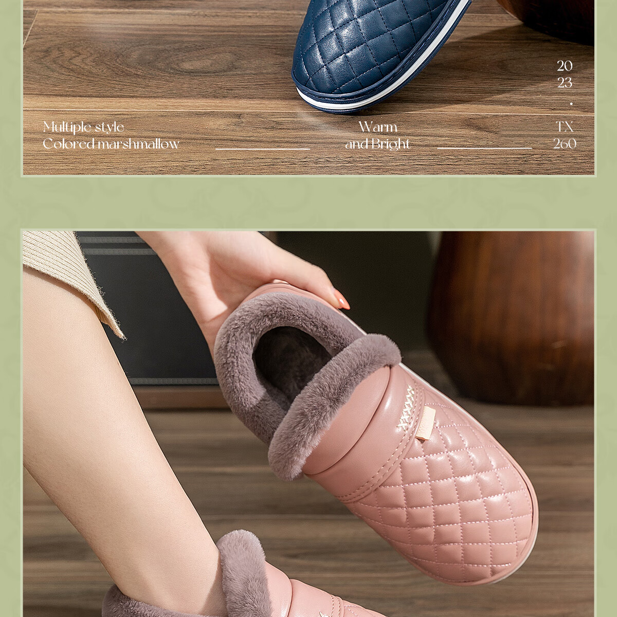Grace Waterproof Cotton Slippers Women 2025 New Autumn Winter Indoor Home Warm Non-Slip Fully Covered Heel Cotton Shoes Men Winter 5