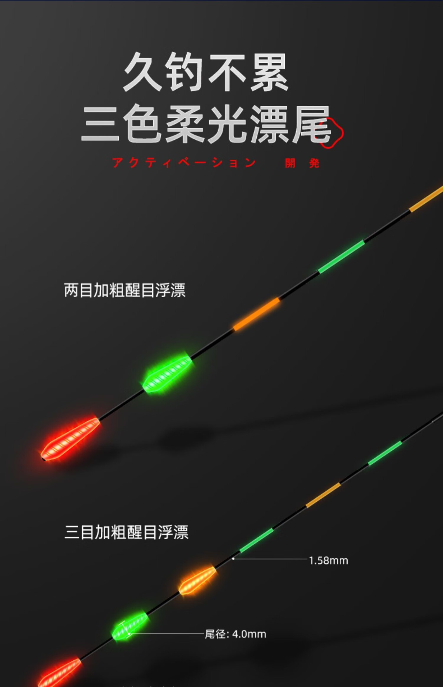 日本进口锤头尾夜光漂咬钩变色电子漂日夜两用鱼漂加粗醒目鲫鱼漂浮漂