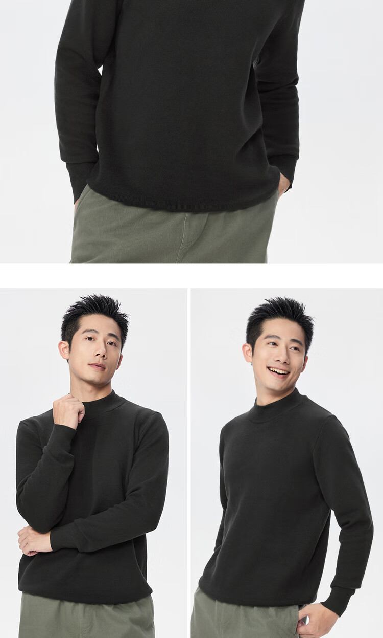 Giordano Men's Blended Sweater Autumn Winter New Solid Color Base Shirt Half Turtleneck Long Sleeve Knitwear 18055616 15