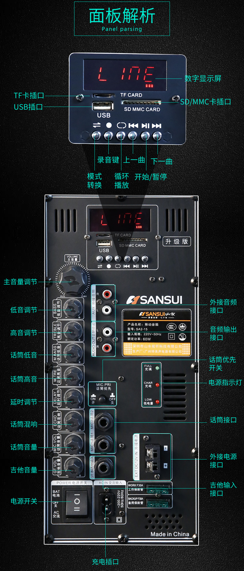 山水sansuisa2广场舞音响户外移动ktv蓝牙wifi点歌触屏拉杆音箱视频机