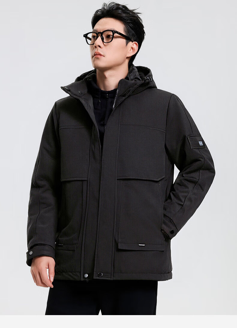 SHANSHAN 90 Goose Down Jacket Men Winter Three-in-One Casual Thick Warm Detachable Hooded Dad Coat 10