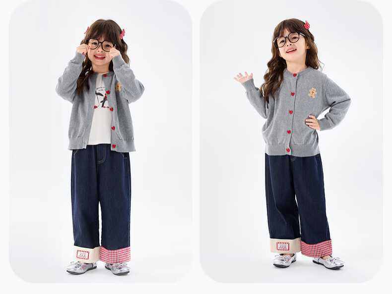 Dudu Kids Girls Cotton Sweater Spring Baby Academy Style Top Navy Blue 130 7