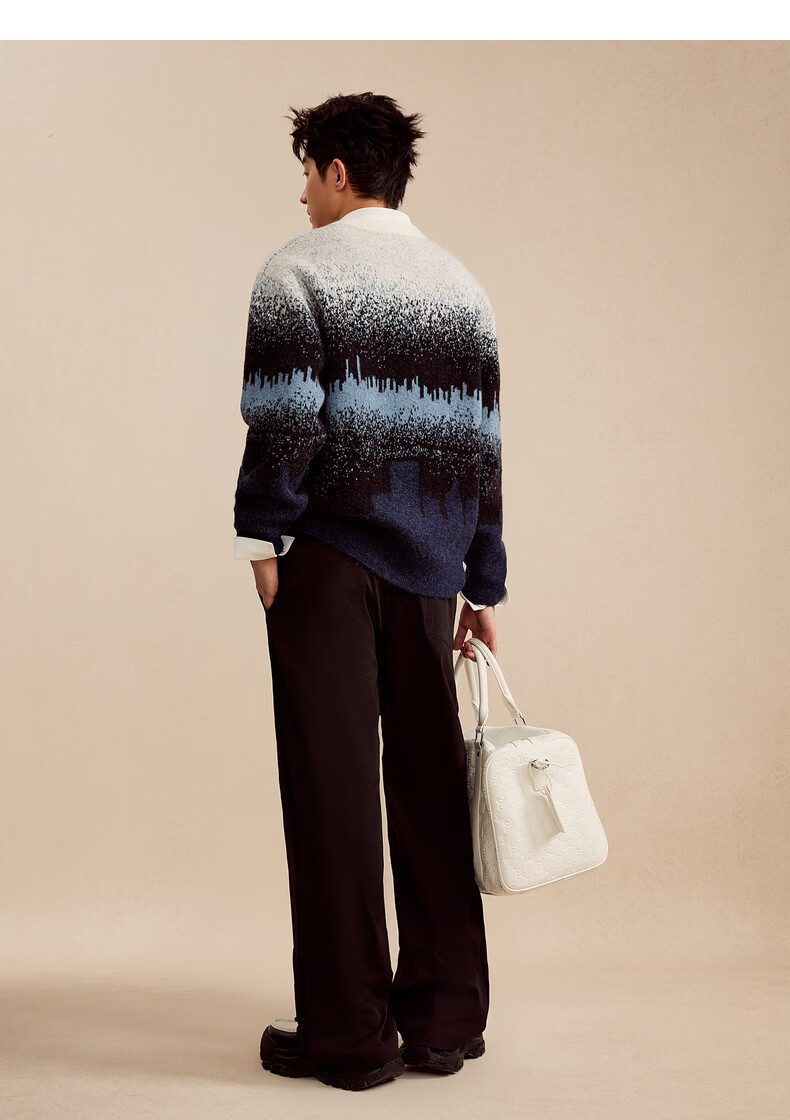CABBEEN Mohair and Wool Blend Geometric Pattern Gradient Soft Fluffy Long Sleeve Sweater Spring 2026 19