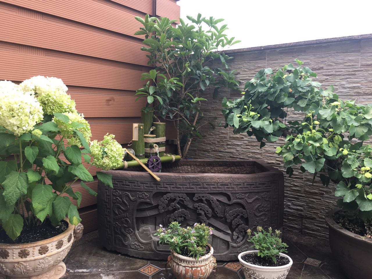 青石仿古石雕室外石缸老旧石槽流水庭院摆件石头鱼缸水缸养鱼90厘米