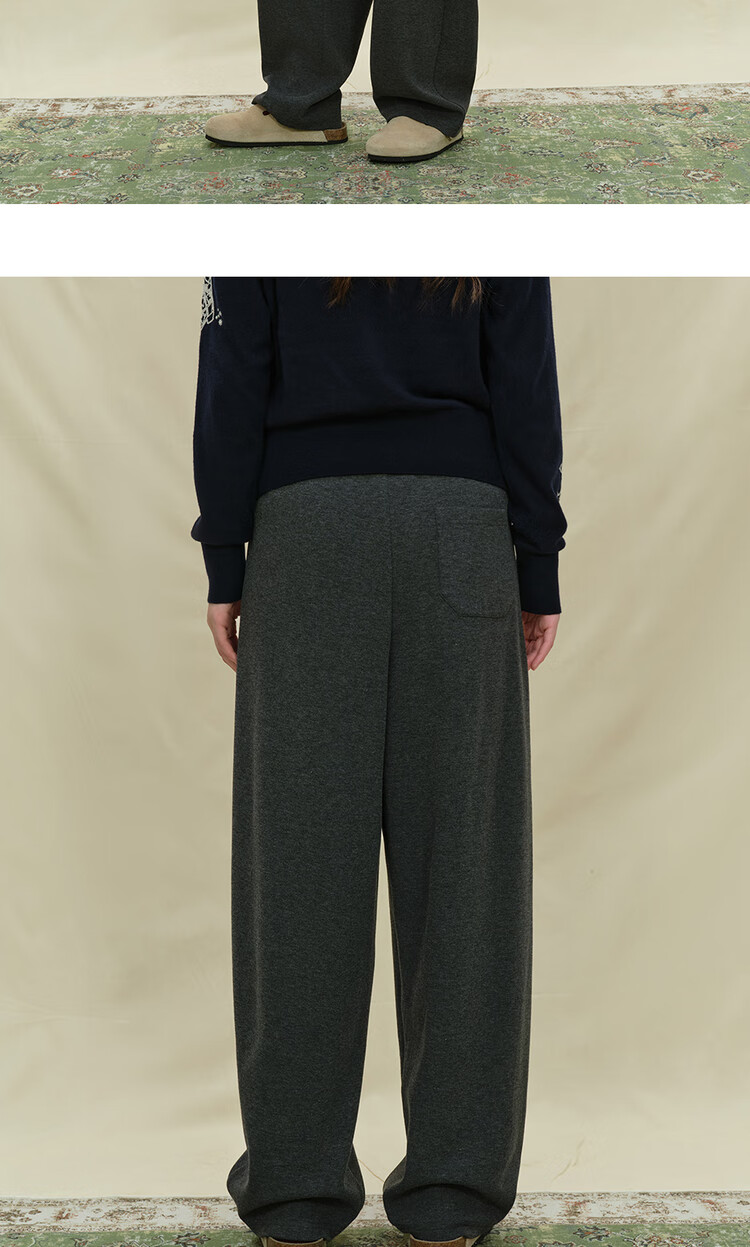 Giordano Designer Women's Dual-Color Knit Elastic Waist Loose Casual Pants 18415225 11