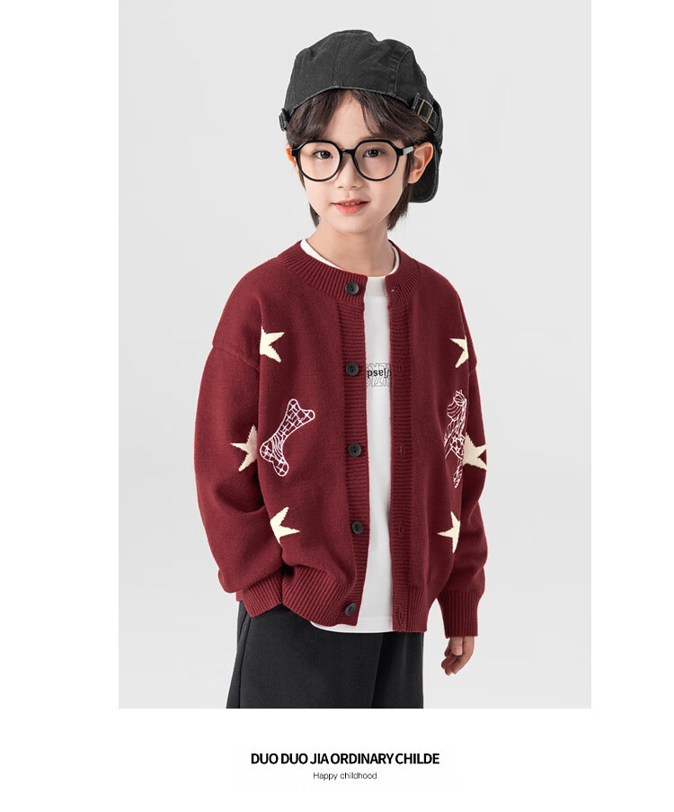 Duoduo Home [Year of the Horse New Clothes] Boys' Knitted Sweater 2026 Spring Autumn Cartoon Embroidered Stylish Children's Warm Innerwear Sweater 8