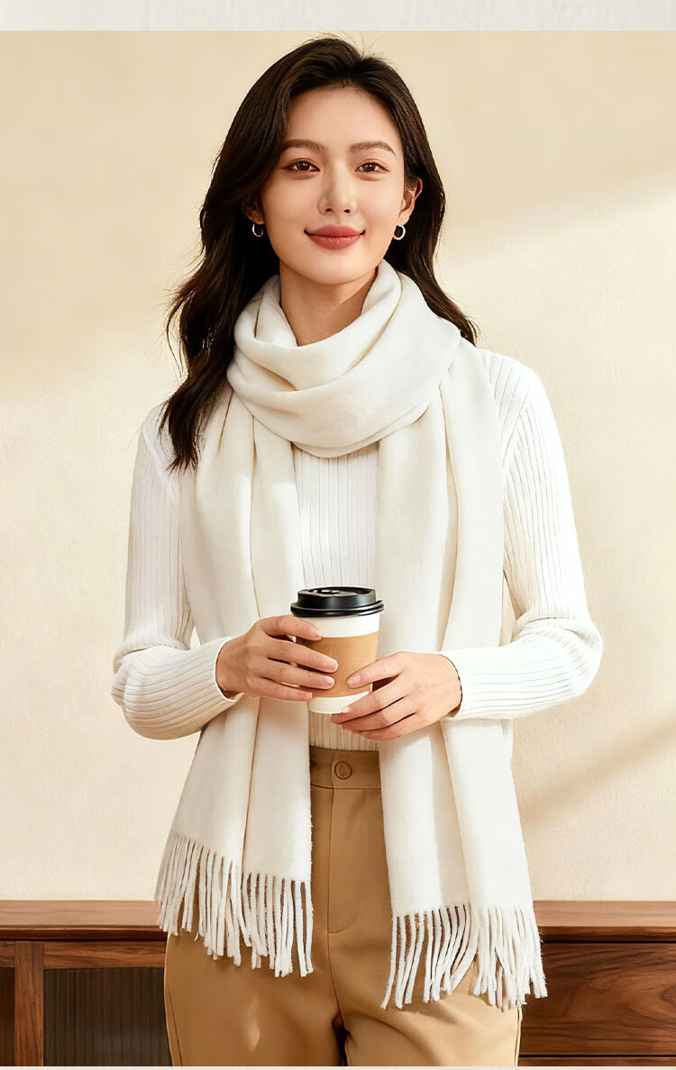 Jingsu [JD Own Brand] 100% Cashmere Scarf Women Autumn Winter Shawl Warm Neck Warmer Gift Box Set 7