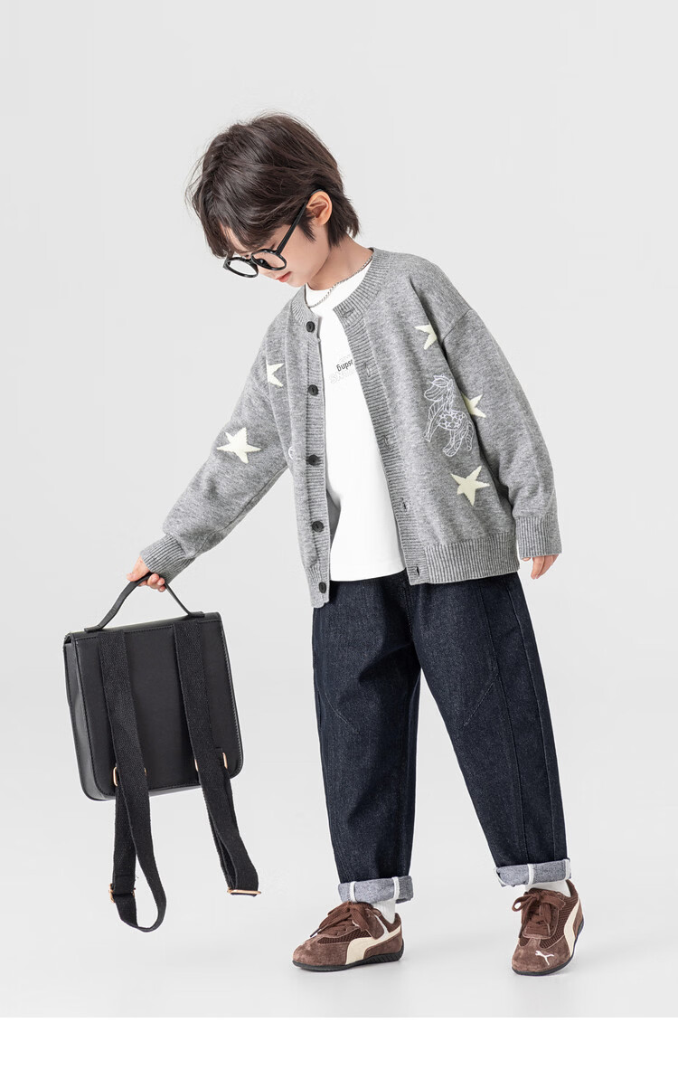 Duoduo Home [Year of the Horse New Clothes] Boys' Knitted Sweater 2026 Spring Autumn Cartoon Embroidered Stylish Children's Warm Innerwear Sweater 21