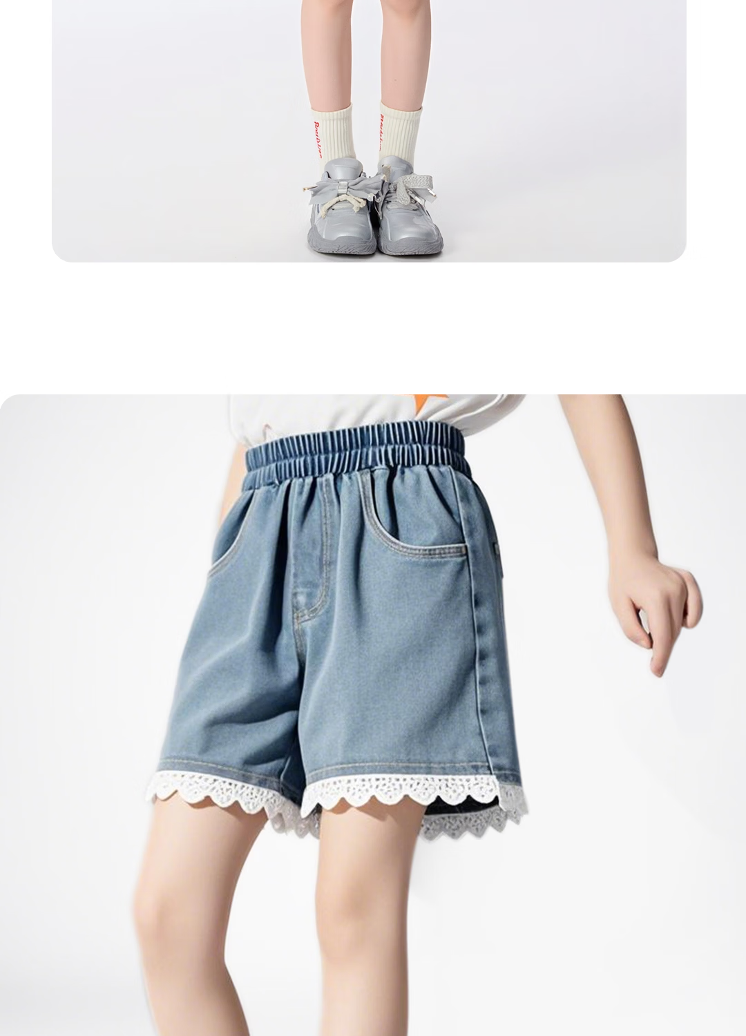 Disney Kids Short Sleeve Set 2026 Summer New Stylish Korean Version Girls Denim Shorts Trendy Girls Summer Outfit 14