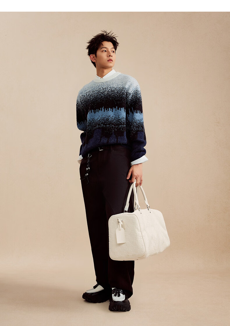 CABBEEN Mohair and Wool Blend Geometric Pattern Gradient Soft Fluffy Long Sleeve Sweater Spring 2026 17