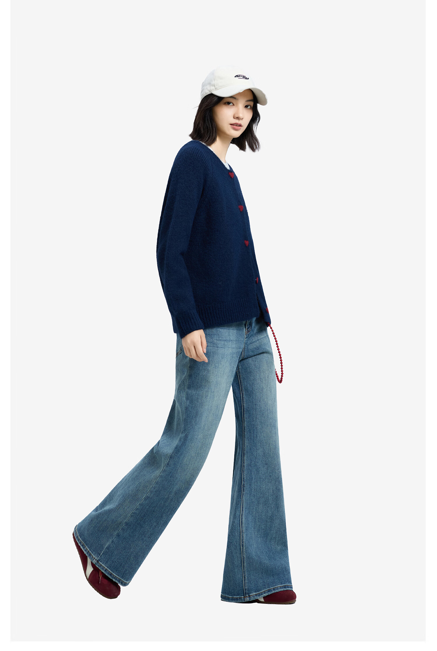 Meters Bonwe Women's Sweater 2025 Winter New Casual Color-Block Button Cardigan Soft Comfortable Top 11