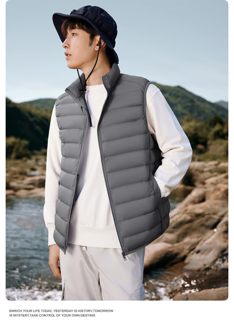 YAYA Rib Bone Down Jacket Men Stand Collar Solid Color Winter Warm Lightweight Down Vest Coat Unisex Couple Sleeveless Jacket 5