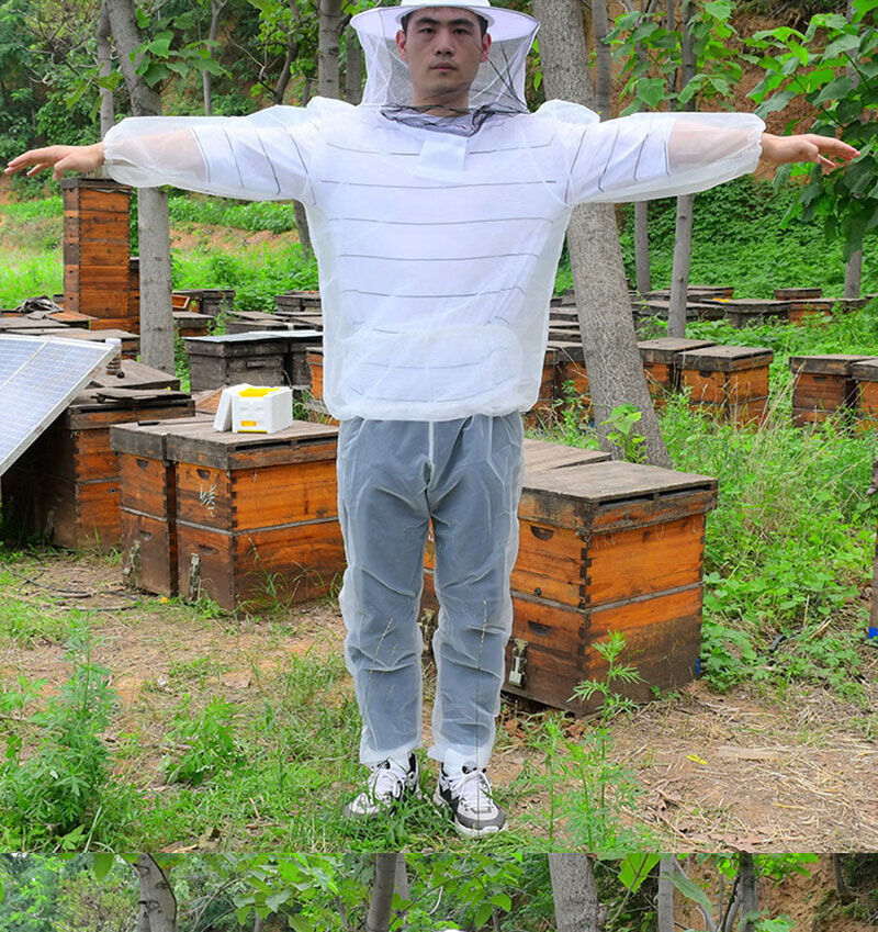 防蜂服养蜂衣全套夏季防蜜蜂衣服透气网纱半身蜂衣空调连体防护服