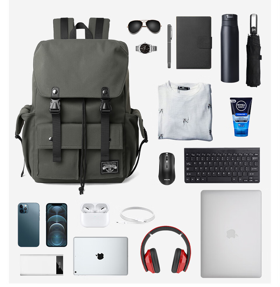 Fanzhe New Men's Backpack Trendy College Student Travel Laptop Bag Middle and High School Student Schoolbag 4