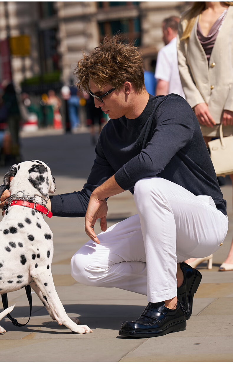 Mr.Bu Fashion Machine-Washable Wool Sweater Men Autumn Winter Simple Solid Color Knitwear Piano Black M (170) 5