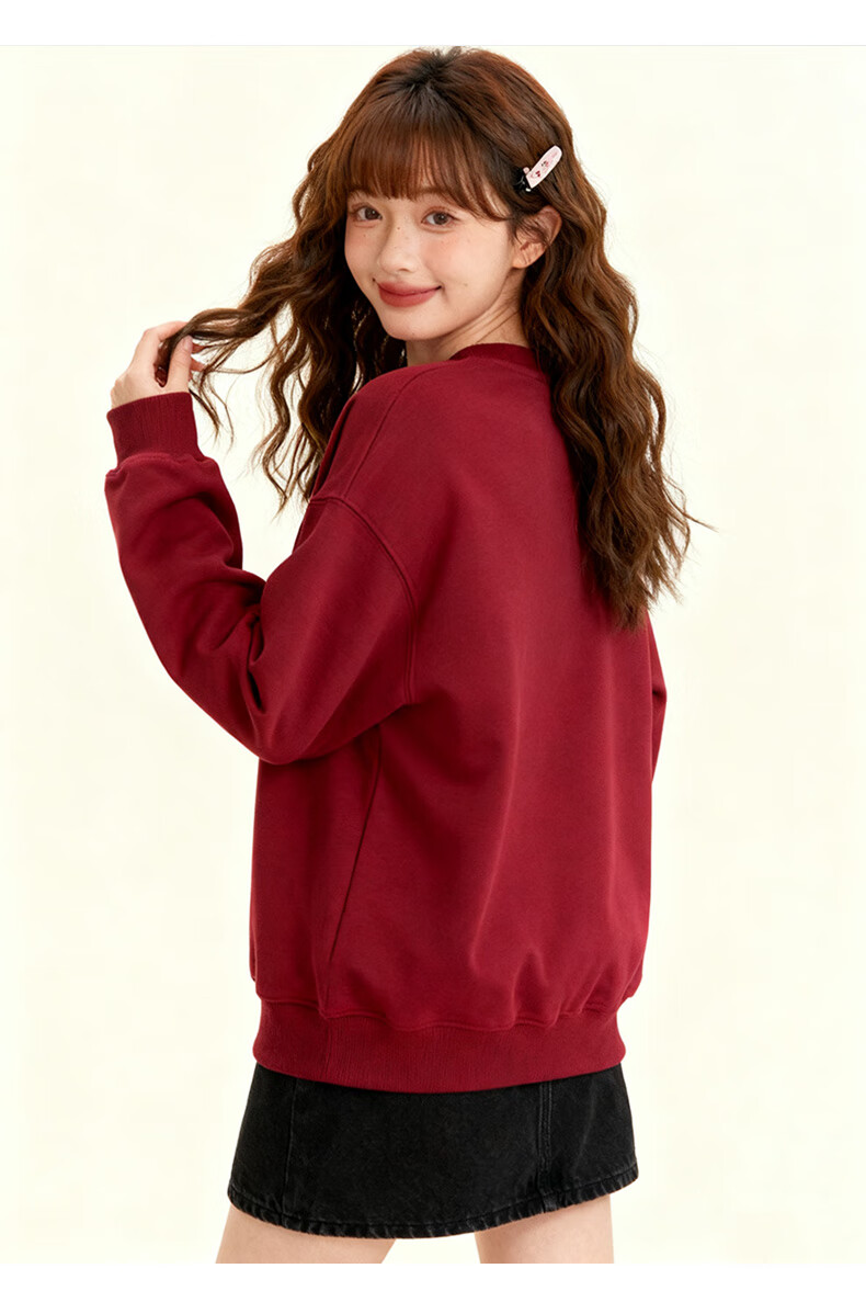Baleno Women's Lamb Fleece Sweatshirt 2025 Autumn Winter New Korean Style Fleece Lined Thickened Long Sleeve Loose Hoodless Jacket 9