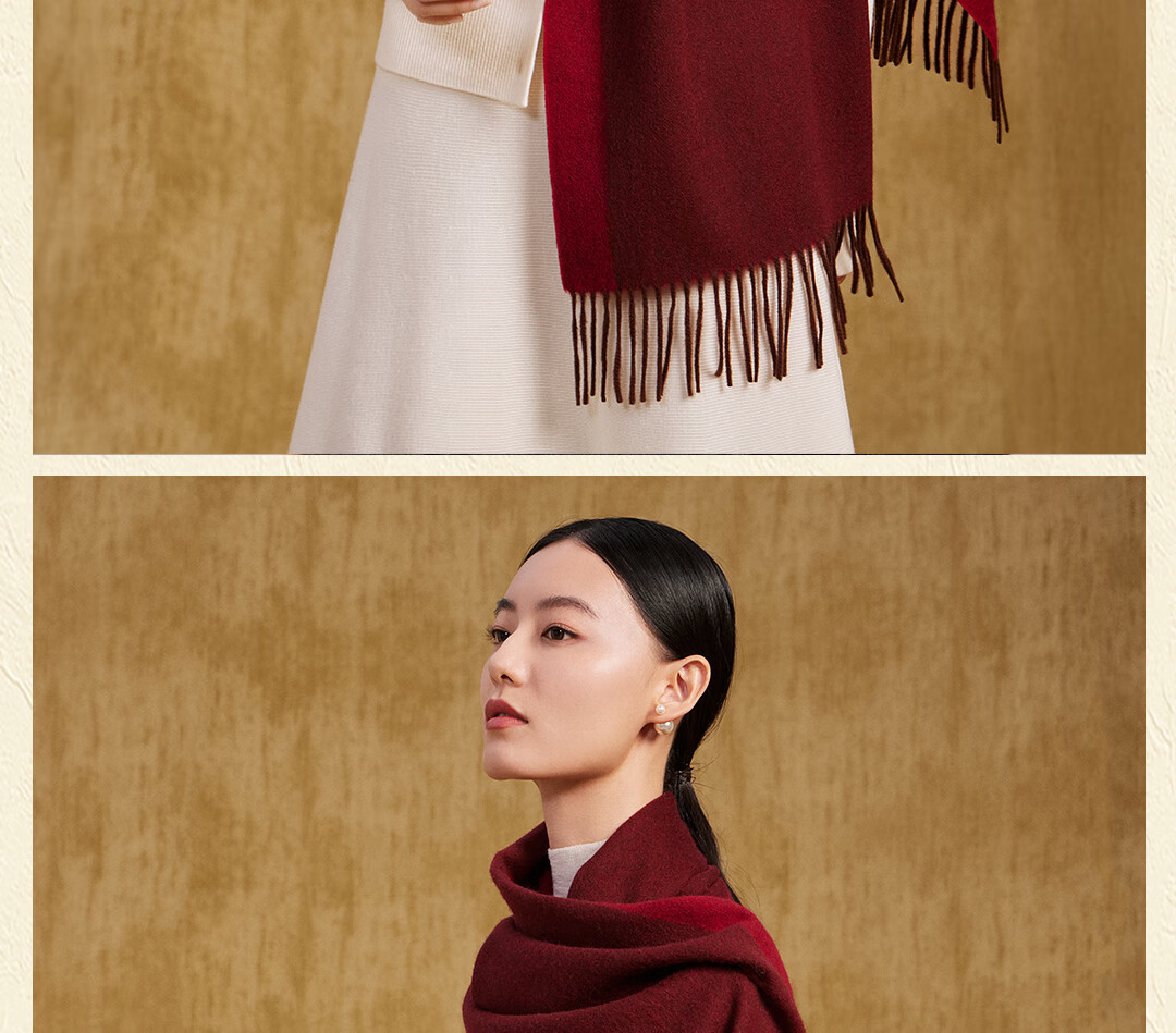 Shanghai Story Autumn Winter New Pure Wool Scarf Shawl Soft Warm Gift for Mom Elders Birthday New Year Women Neck Warmer 28