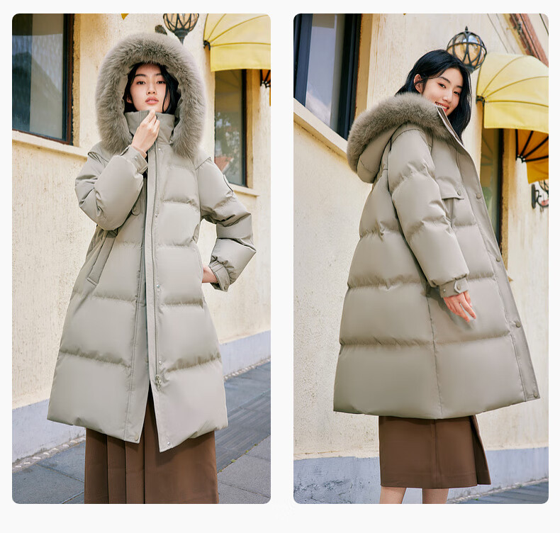 Xuezhongfei 2025 New Women's Mid-Length Cold-Resistant Down Jacket Windproof Warm Slim Hooded Coat with Large Fur Collar 13
