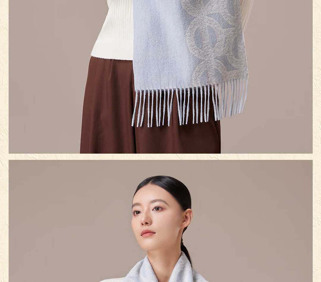 Shanghai Story 100% Wool Jacquard Shawl Scarf Autumn Winter Fashion Warm Dual-Use Neck Warmer Birthday Gift for Girlfriend 8
